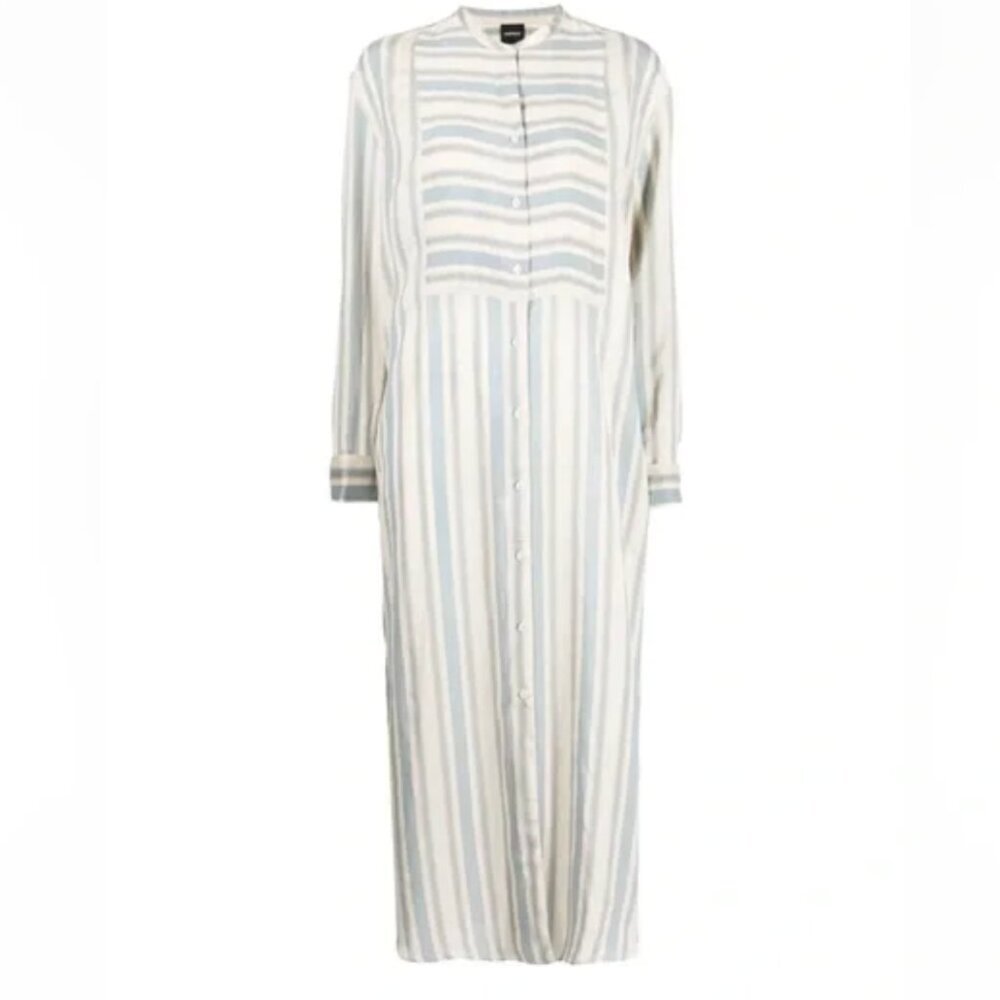 Striped Long Sleeve Button-Up Dress